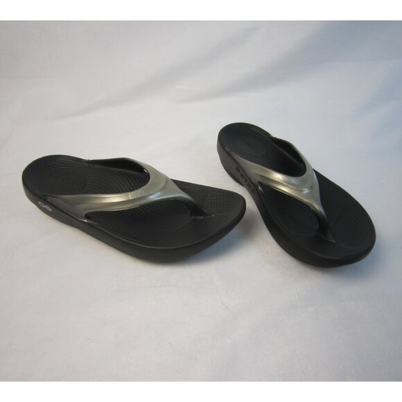 Oofos Oolala Luxe Black Latte Thong Sandals Size US 5 EU 36 - Picture 1 of 11